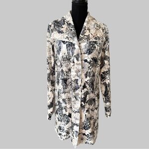 Vintage Designs by S.A.D Shimmer Velvet Floral Print Button Down Jacket